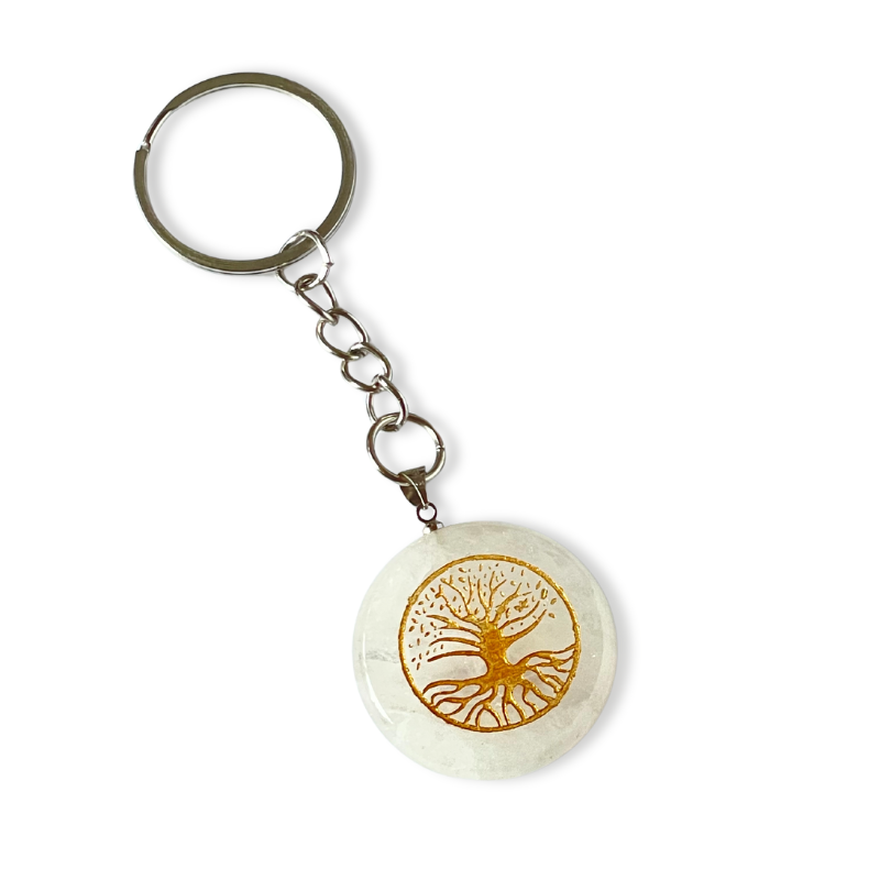 Llavero Piedra Cuarzo - Árbol de la Vida