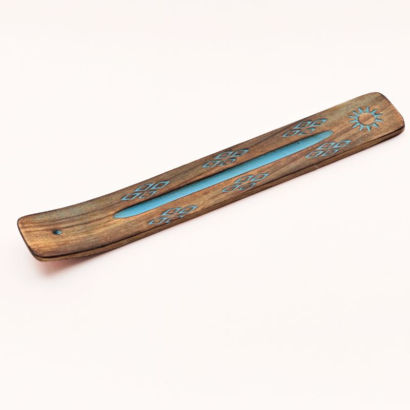 Porta incienso Natural Wood Azul