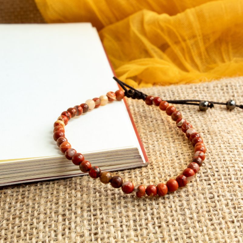 Pulsera Ajustable Jaspe Rojo 4mm