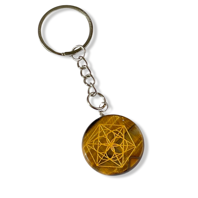 Llavero Piedra Ojo de Tigre - Mandala
