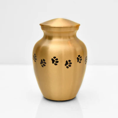 Anfora de Bronce con Huellitas Dorada Mediana