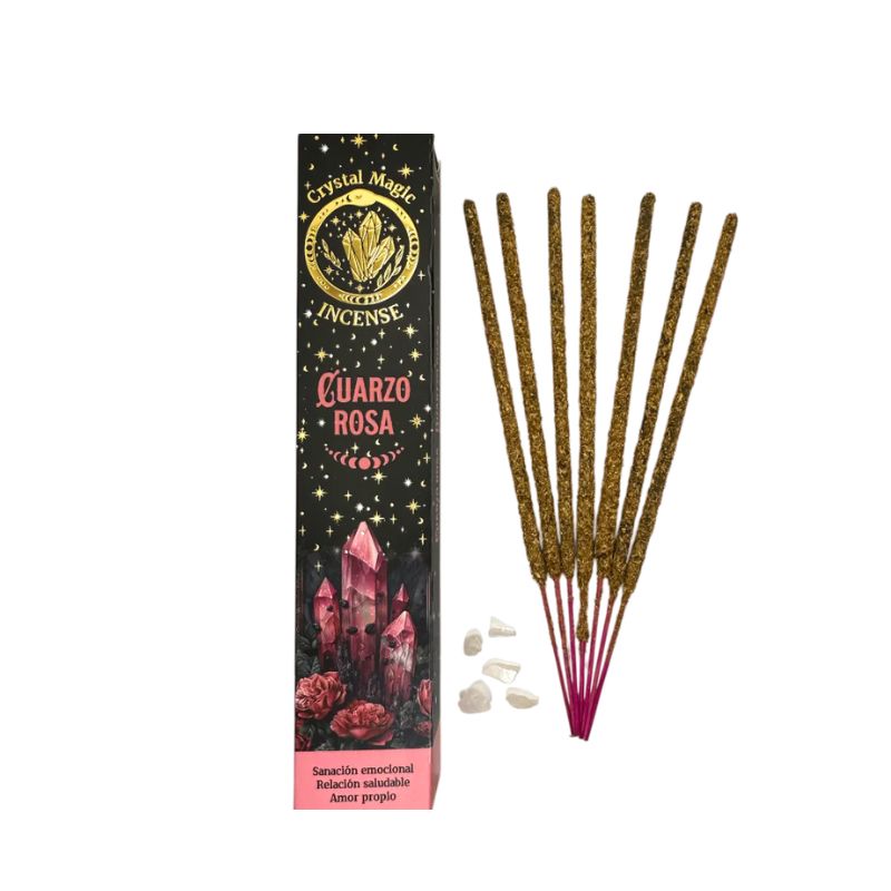 Incienso Rosa con Piedras de Cuarzo Rosa