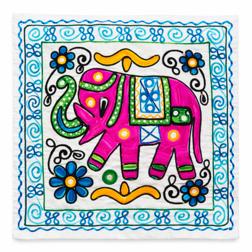 Funda de Cojín Elephant Rosado y Azul
