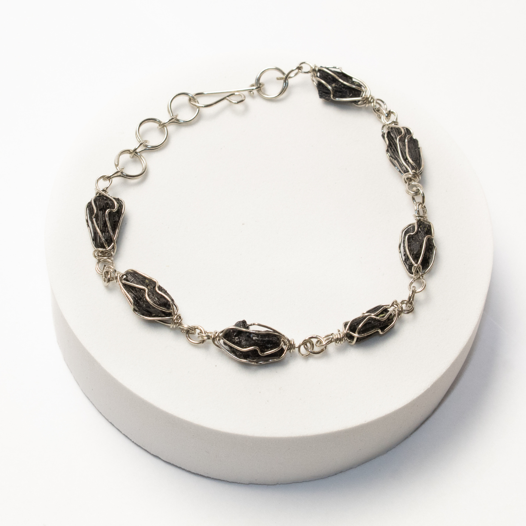 Pulsera Tejido Alpaca Piedra Turmalina