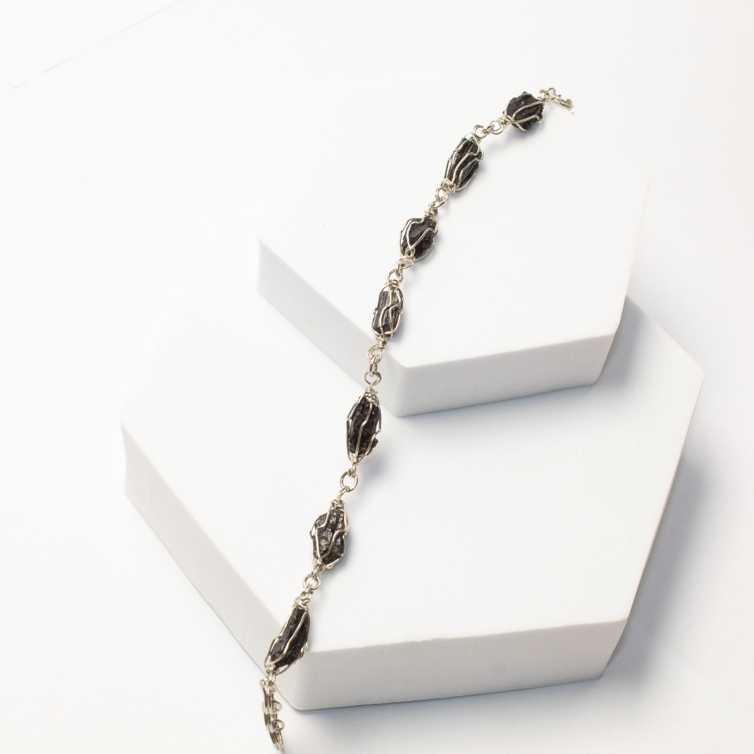 Pulsera Tejido Alpaca Piedra Turmalina