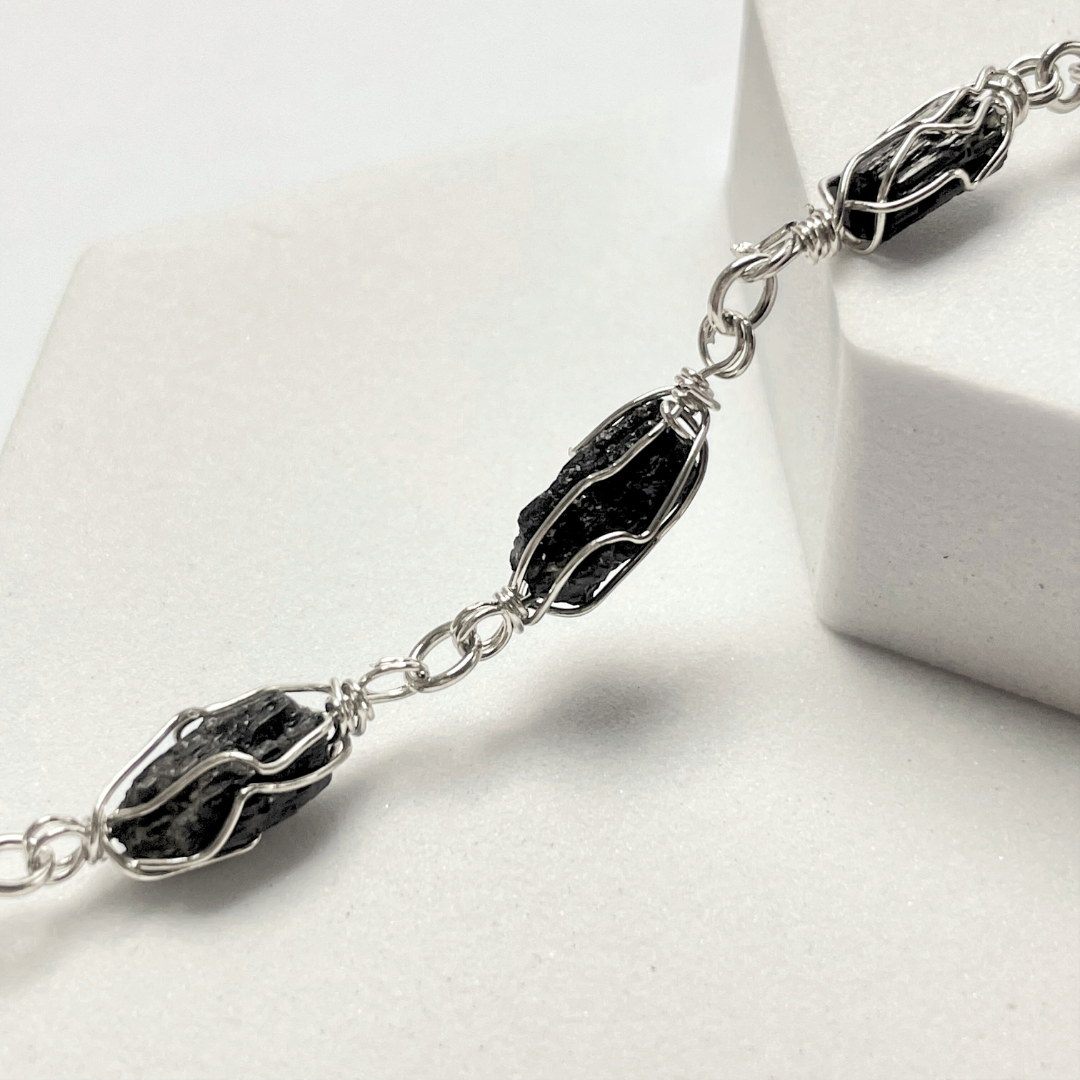 Pulsera Tejido Alpaca Piedra Turmalina