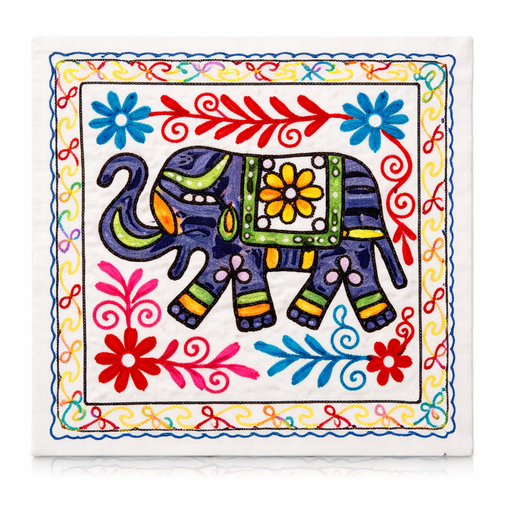 Funda de Cojín Elephant Morado y Amarillo