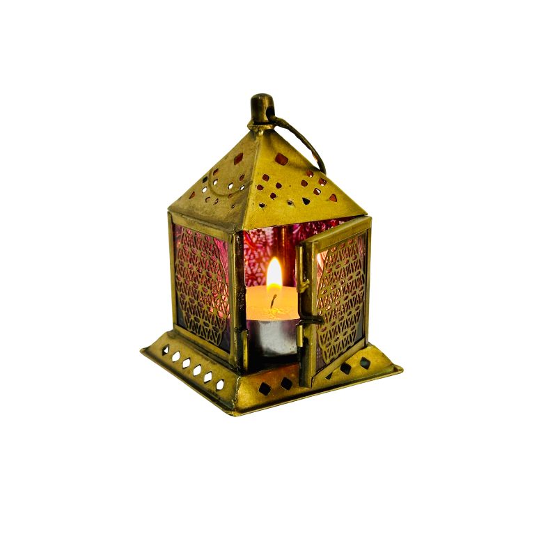 Farol Encantado - Porta Vela Flor Vida Rosa - Chico