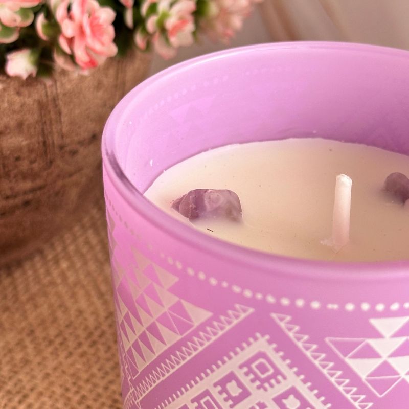 Vela Boho Lavanda Salvia con Piedra Amatista 120gr