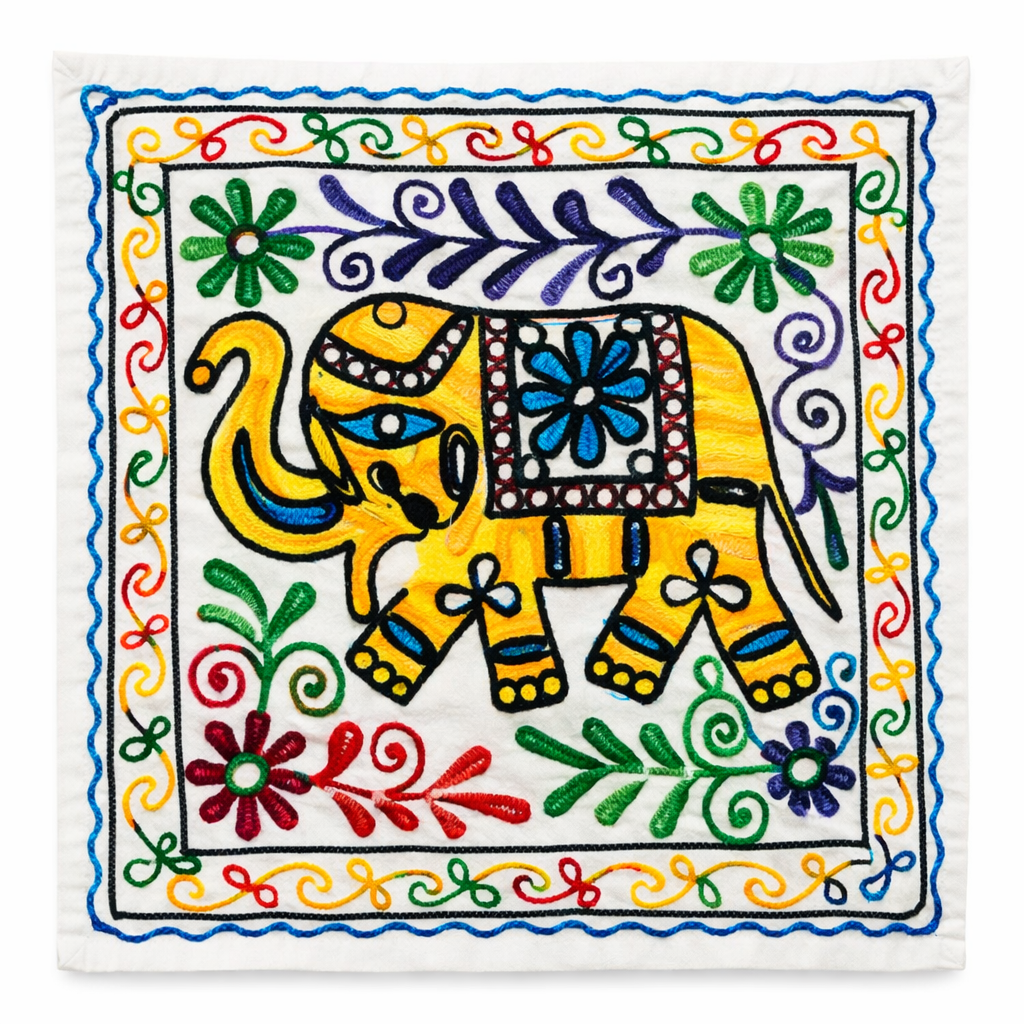 Funda de Cojín Elephant Amarillo y Azul