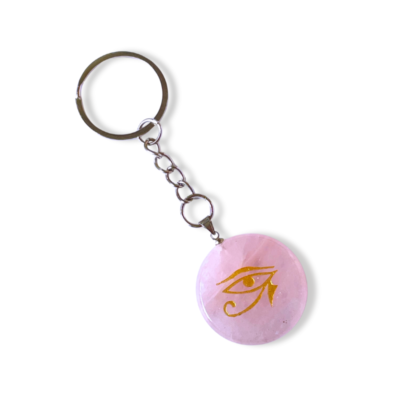 Llavero Piedra Cuarzo Rosa - Ojo de Horus
