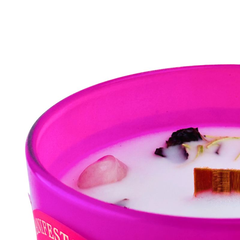 Vela Rosa con Cuarzo Rosa - Amor y Pasión