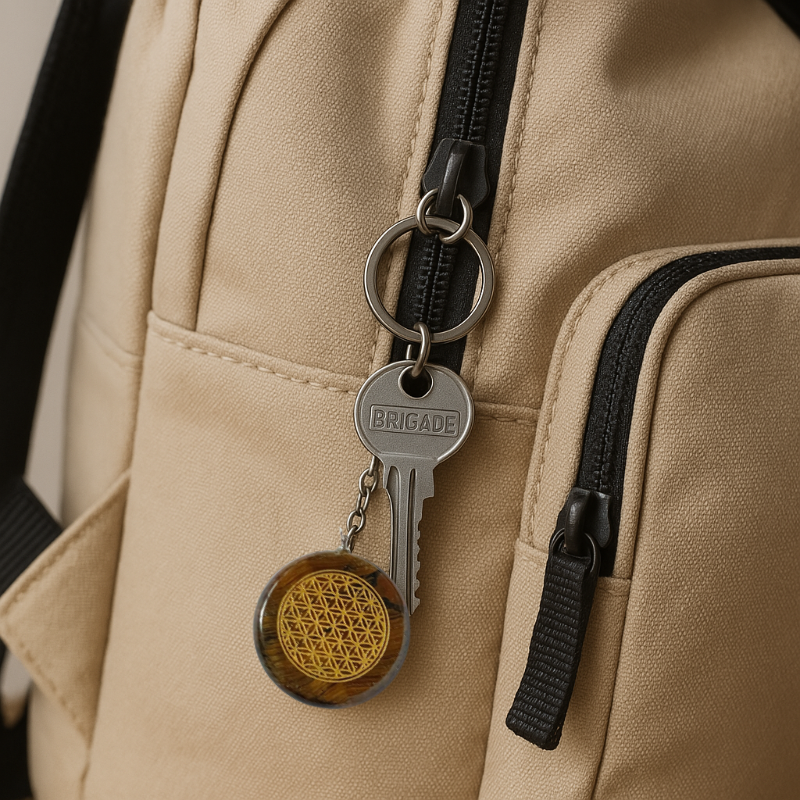 Llavero Piedra Ojo de Tigre - Flor de la Vida