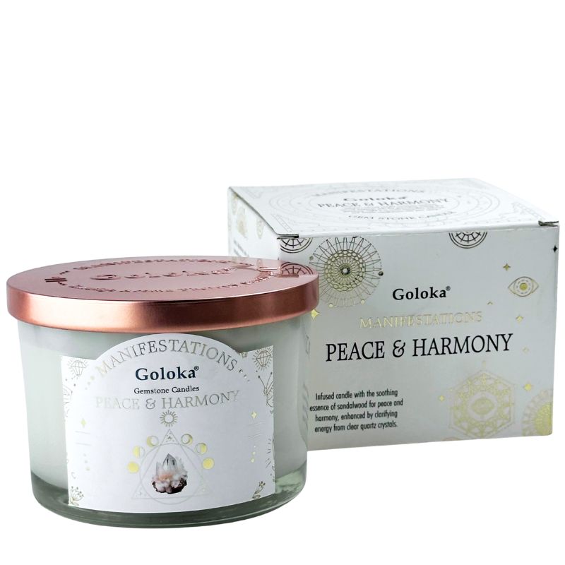 Vela Sandalo con Cuarzo Blanco - Paz y Armonía