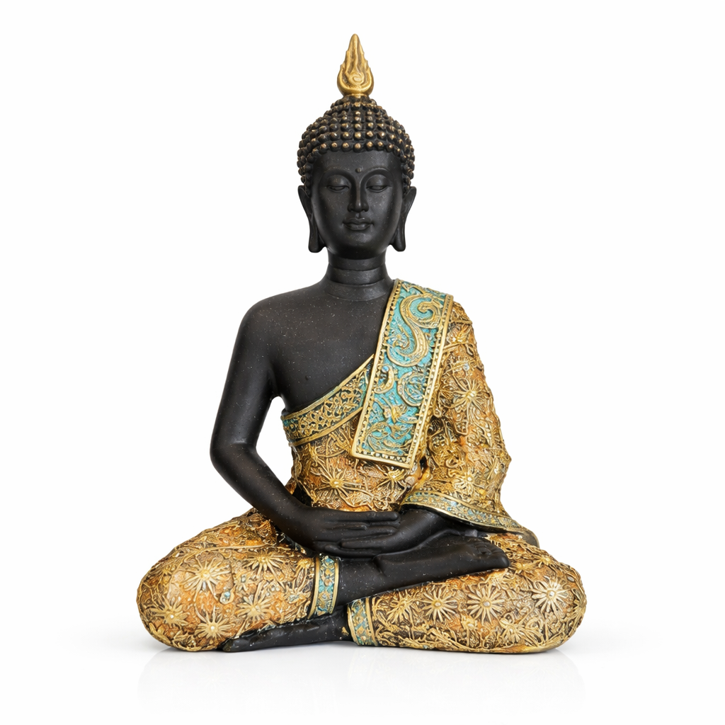 Buda Siddharta Black Shiny Meditando
