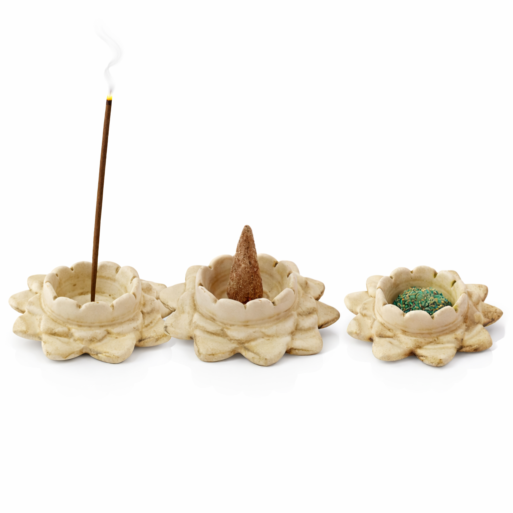 Sahumador Porta Incienso Flor de Loto Ceramica