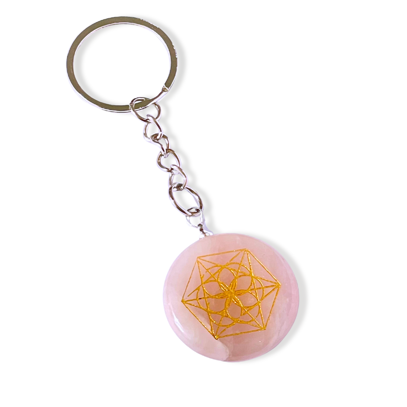 Llavero Piedra Cuarzo Rosa - Mandala