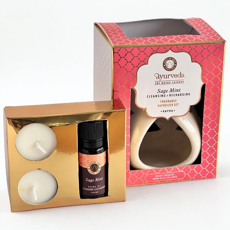 Set Difusor de Cerámica Ayurveda Salvia y Menta