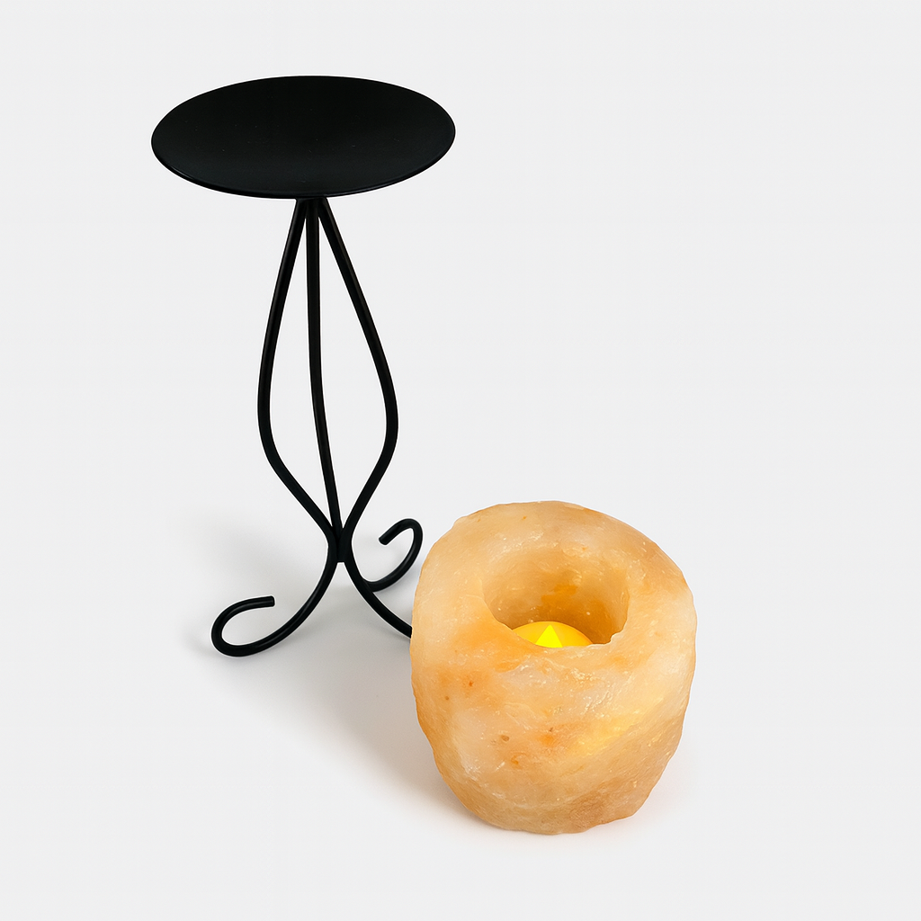 Porta Velas de Sal Natural