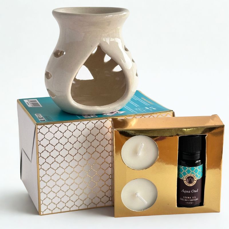 Kit Difusor de Cerámica Ayurveda Aguamarina