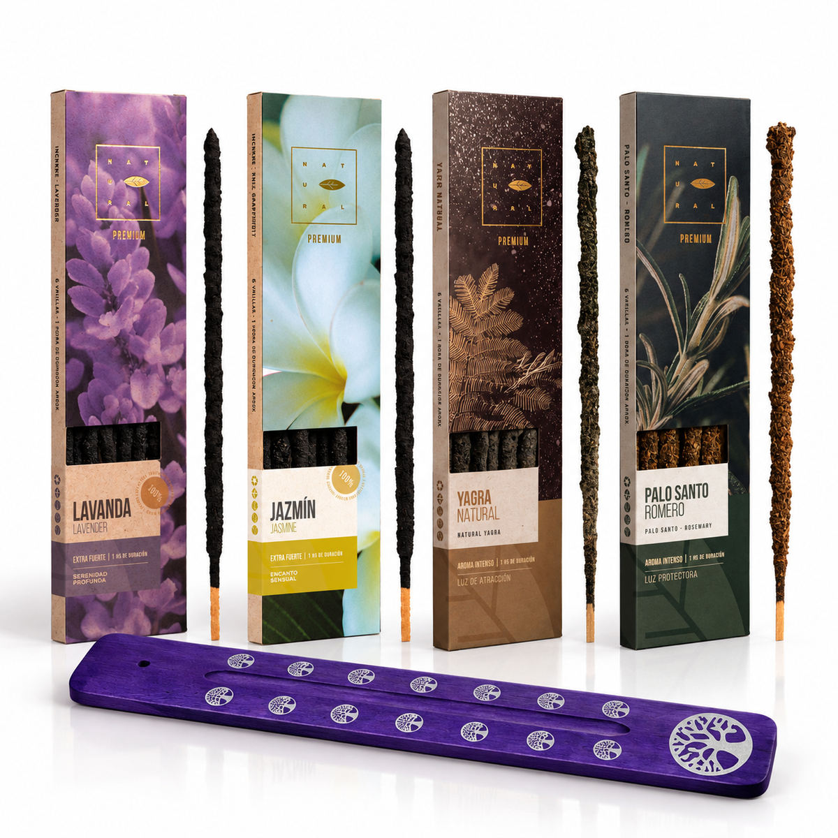 Pack 4 Sahumerio Natural Premium + Porta incienso