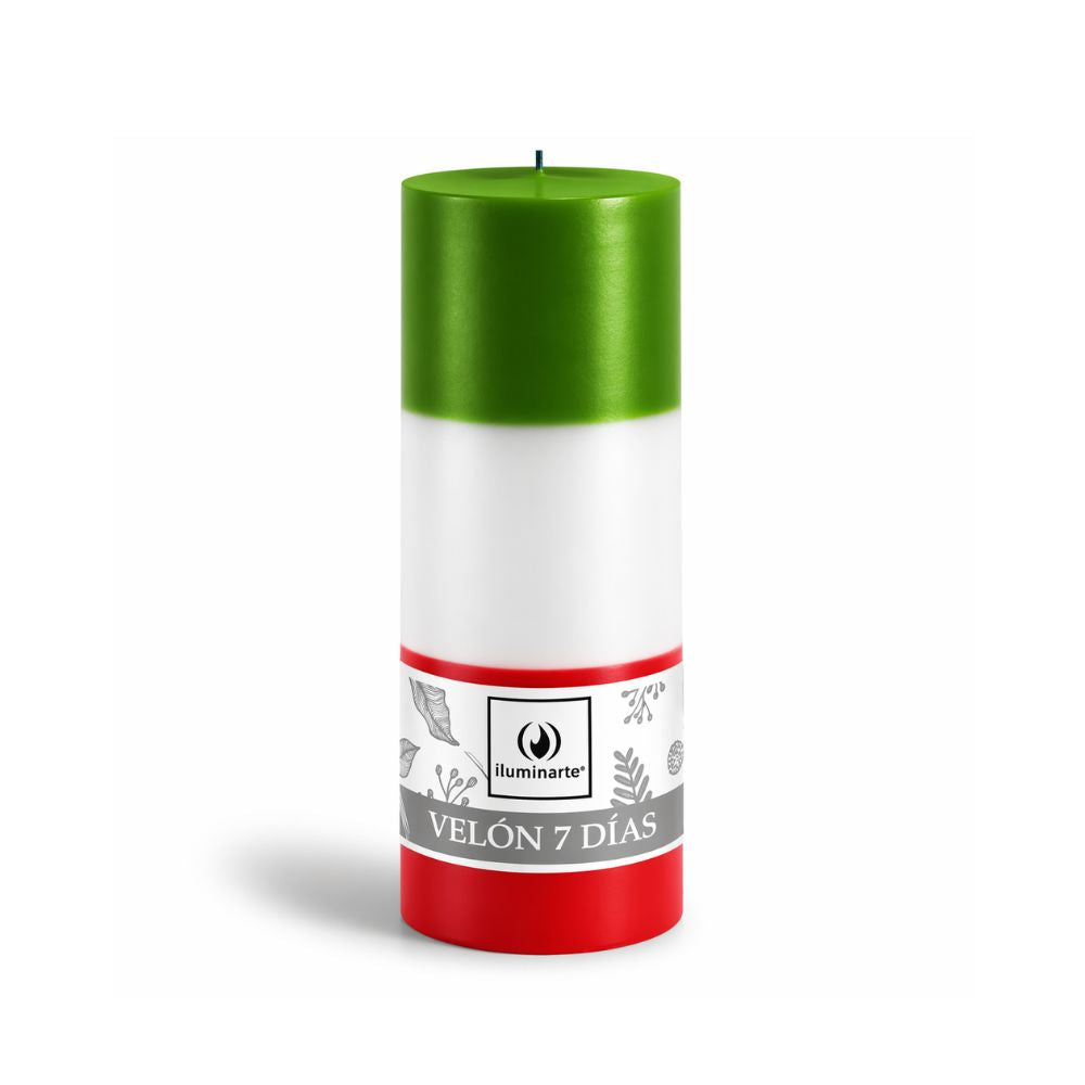 Velón Liso 7 Días Verde Rojo - San Expedito