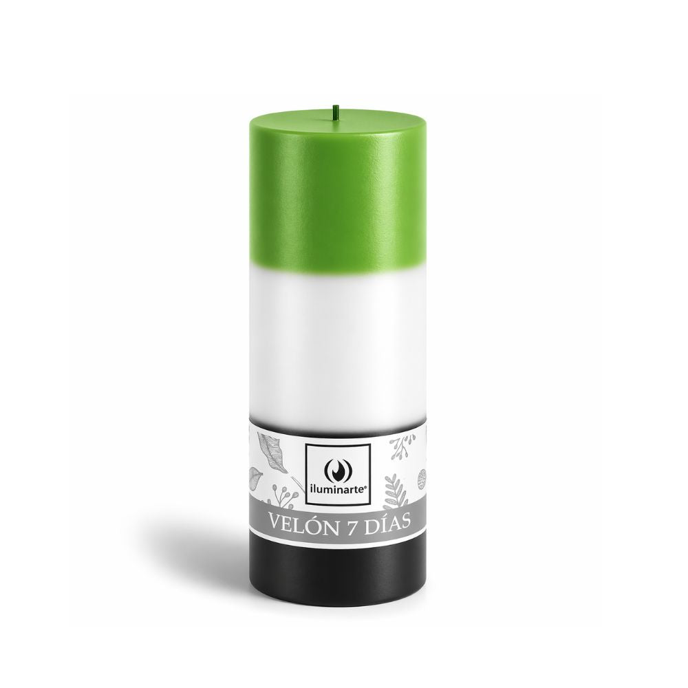 Velón Liso 7 Días Verde Blanco Negro - Santa Rita