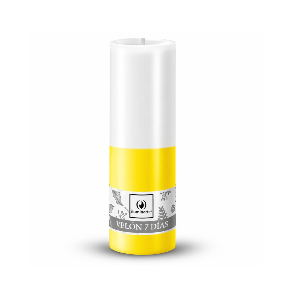 Velón Liso 7 Días Blanco Amarillo - San Cayetano