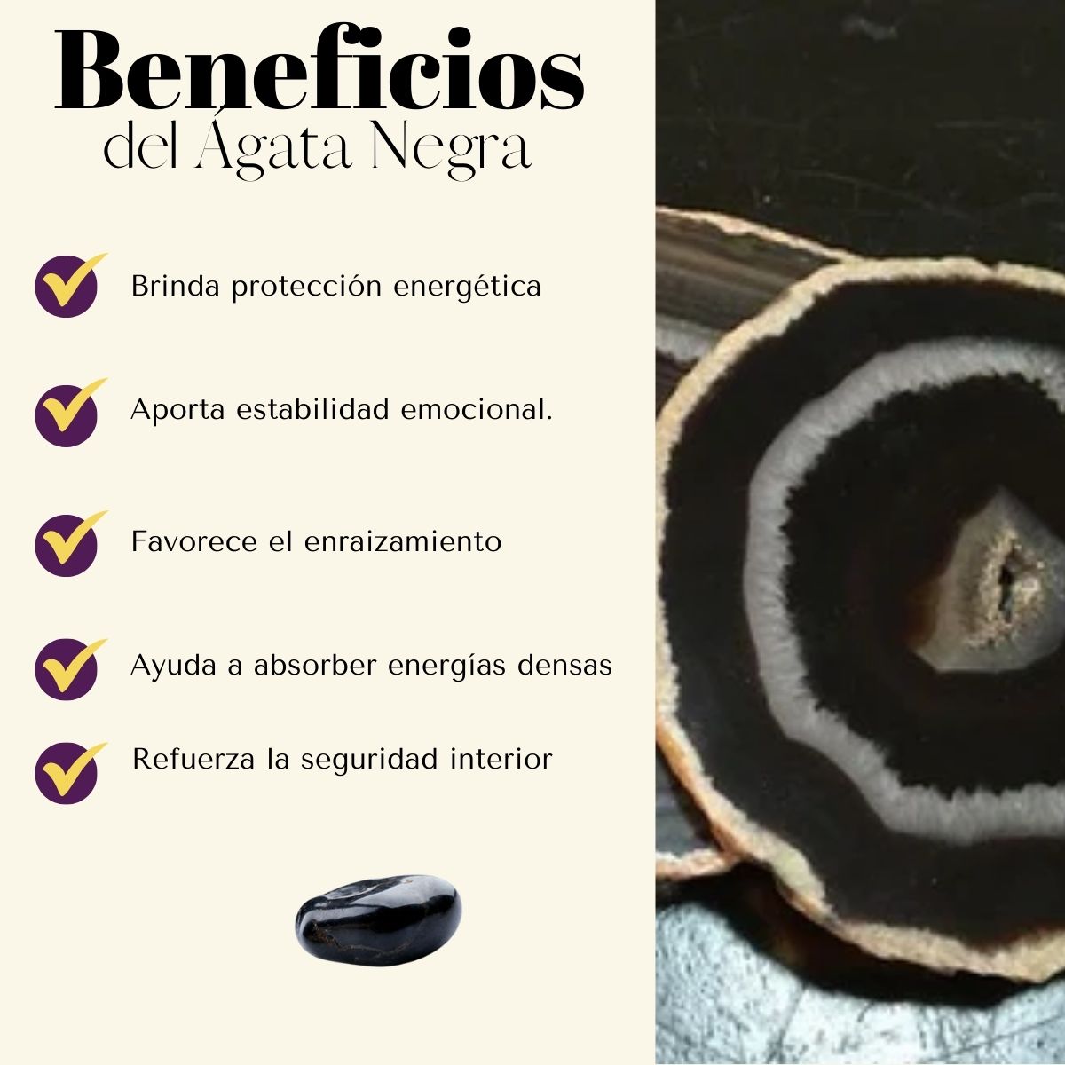 Pulsera Agata Negra 6mm