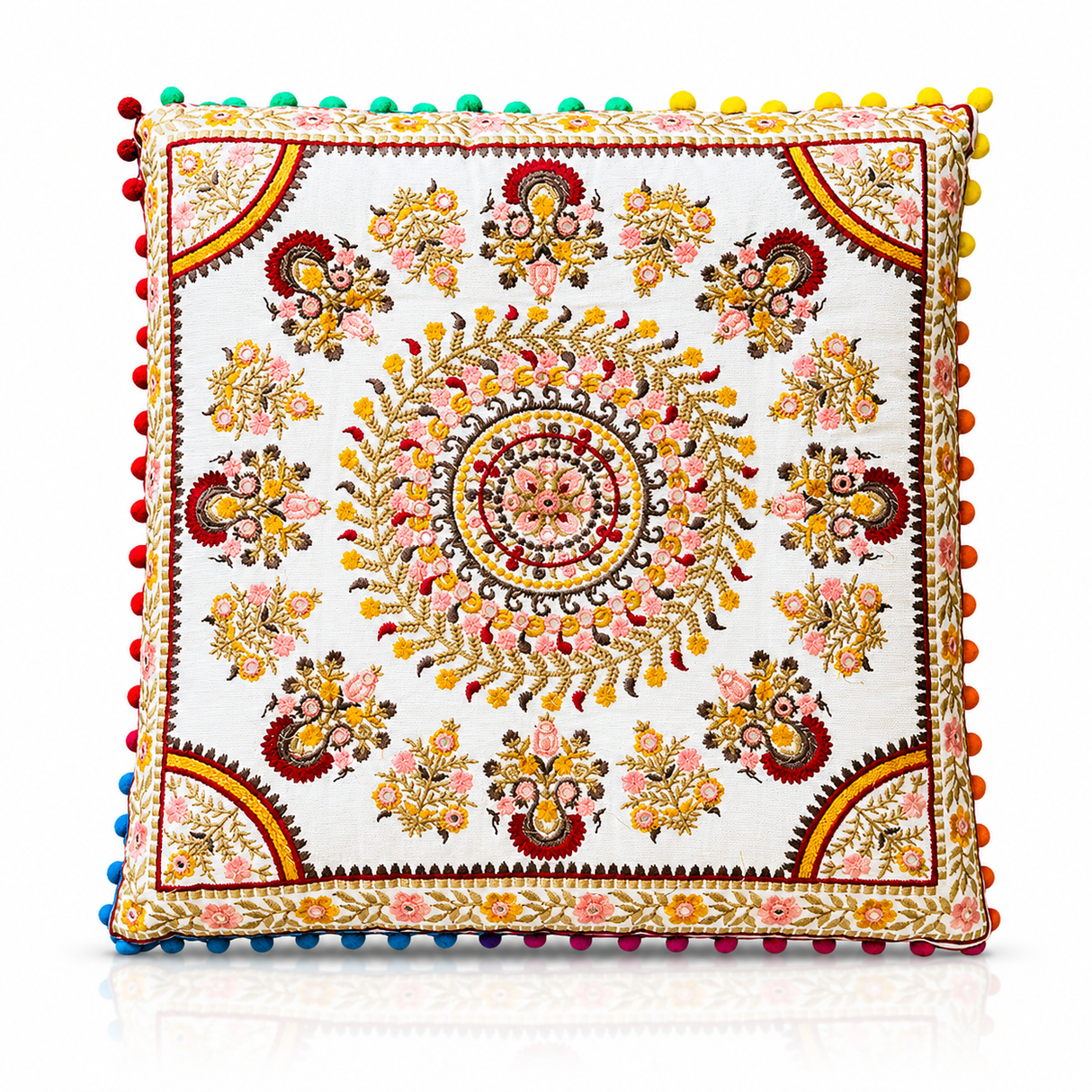 Cojin Boho Amarillo Cuadrado Mediano