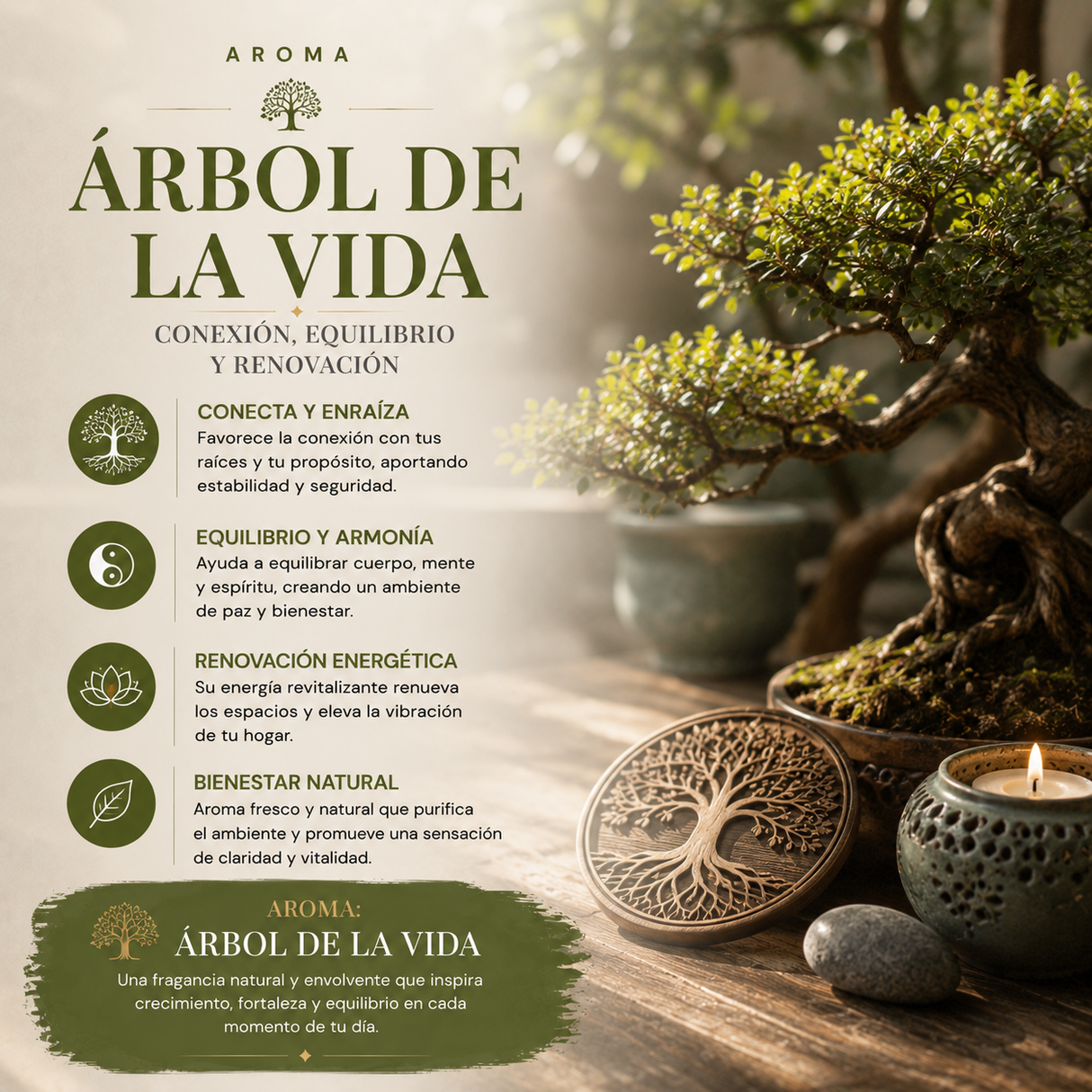 Incienso Árbol de la Vida con Jade Verde