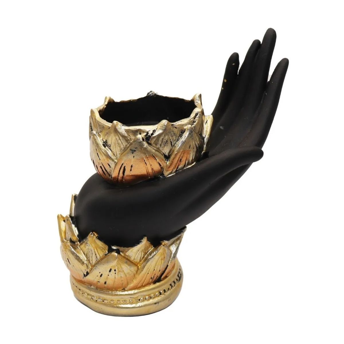 Porta Vela Mano Dorado Negro