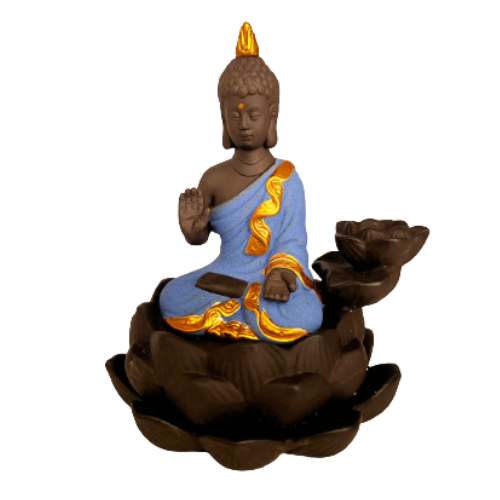 Porta Incienso Cascada Siddharta Azul + 10 inciensos