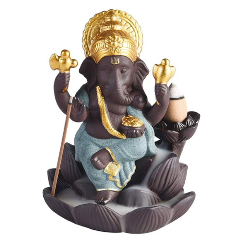 Porta Incienso Cascada Ganesha Verde + 10 inciensos