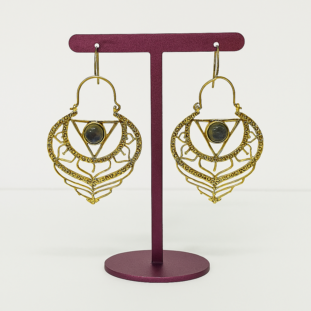 Aros Dorados Perla Labradorita