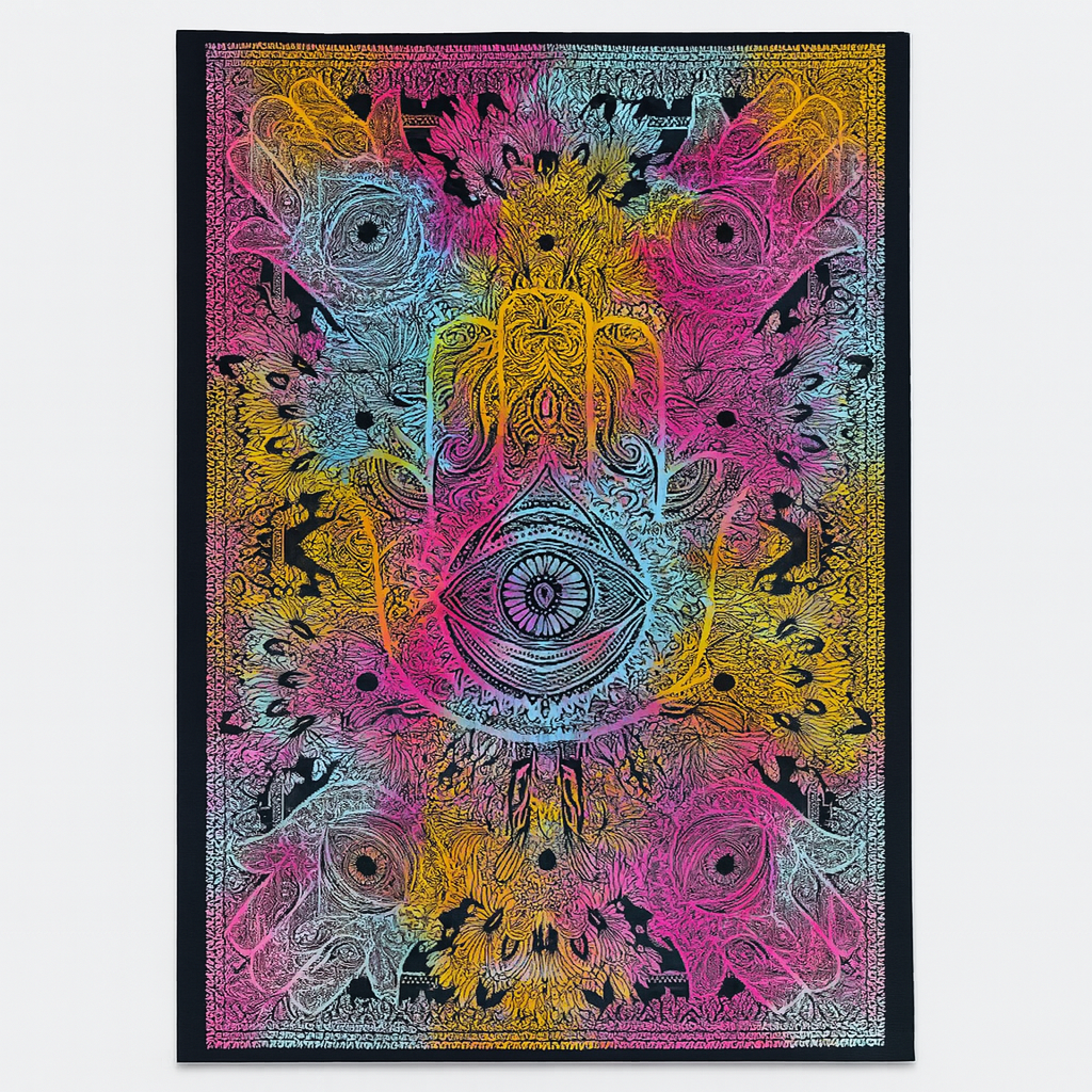 Cubrecama 1 Plaza Mano de Fatima Multicolor