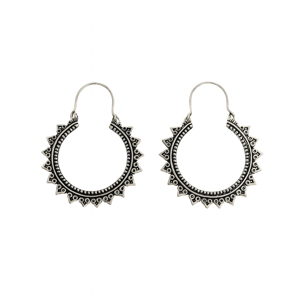Aros Tribal Sun Plateada