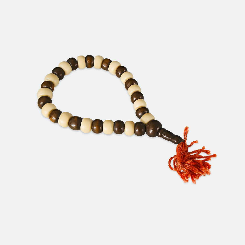 Pulsera Japa Mala White Brown 6mm