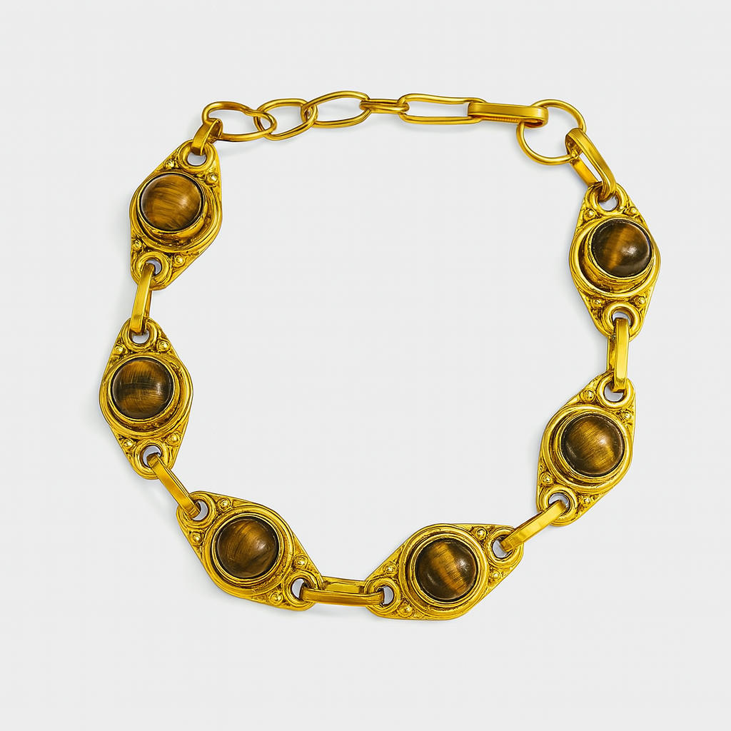 Pulsera Dorada Jolie Ojo de Tigre