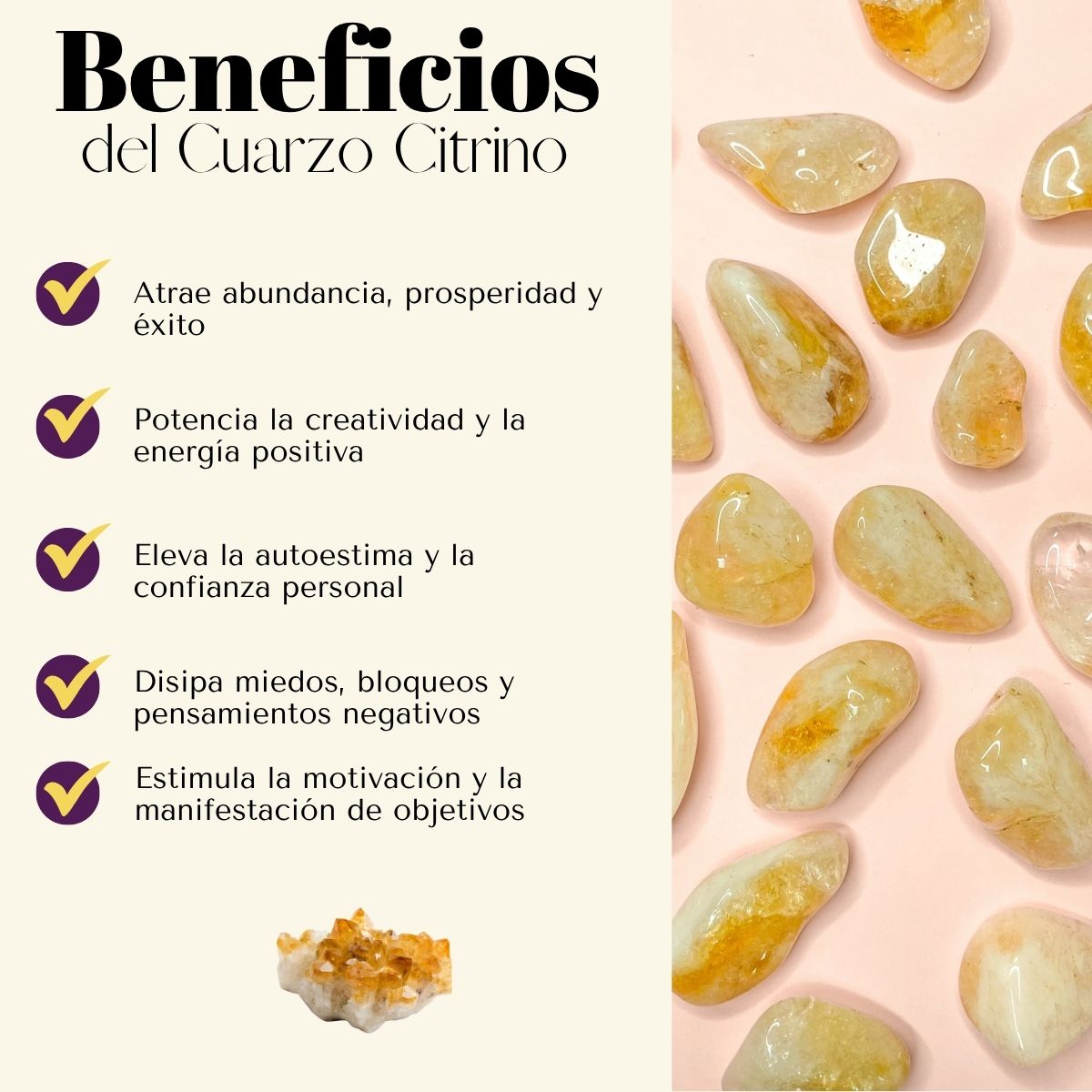 Pulsera Mano de Fatima Charm Cuarzo Citrino