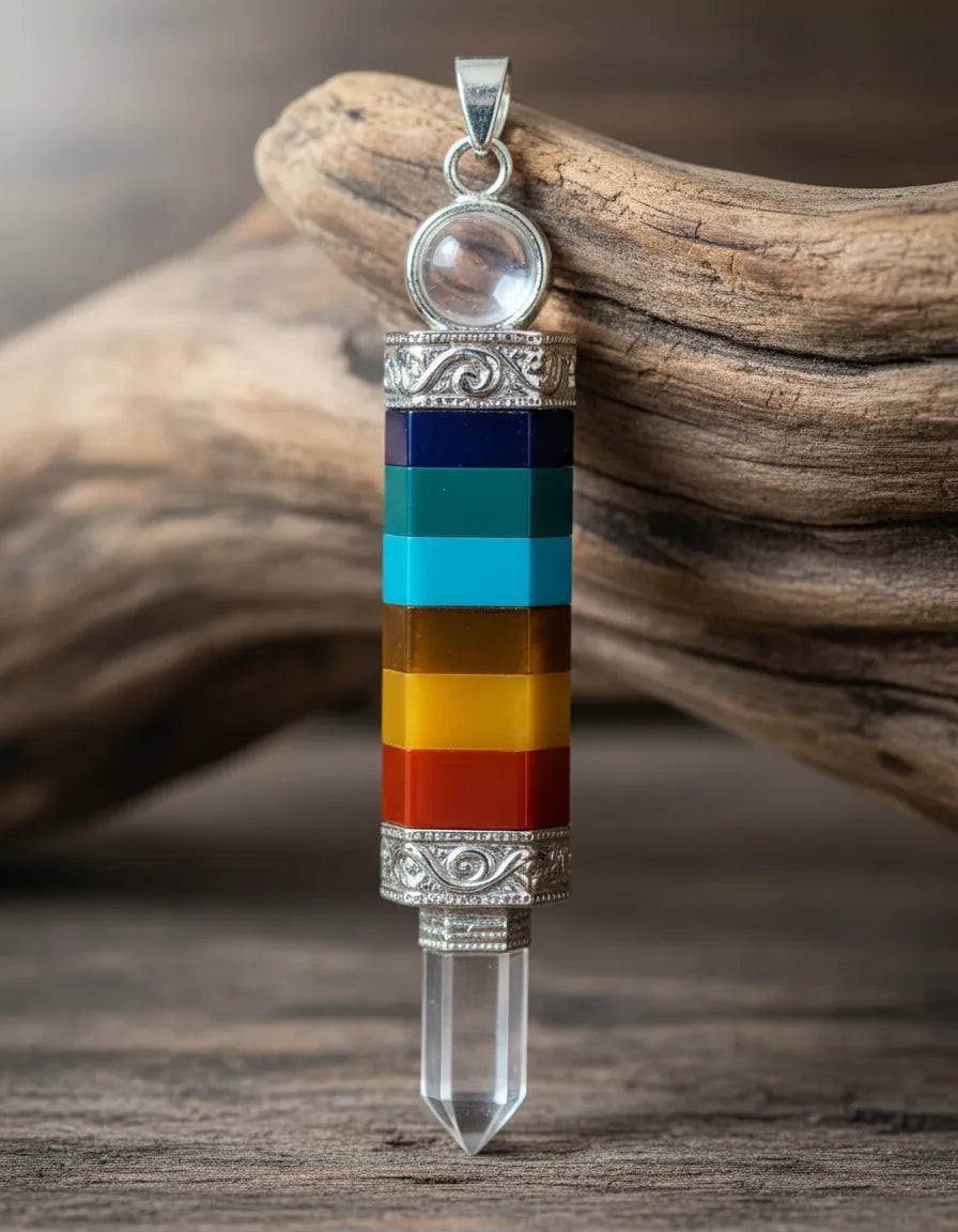 Colgante 7 Chakra con Punta de Cuarzo 4 cm