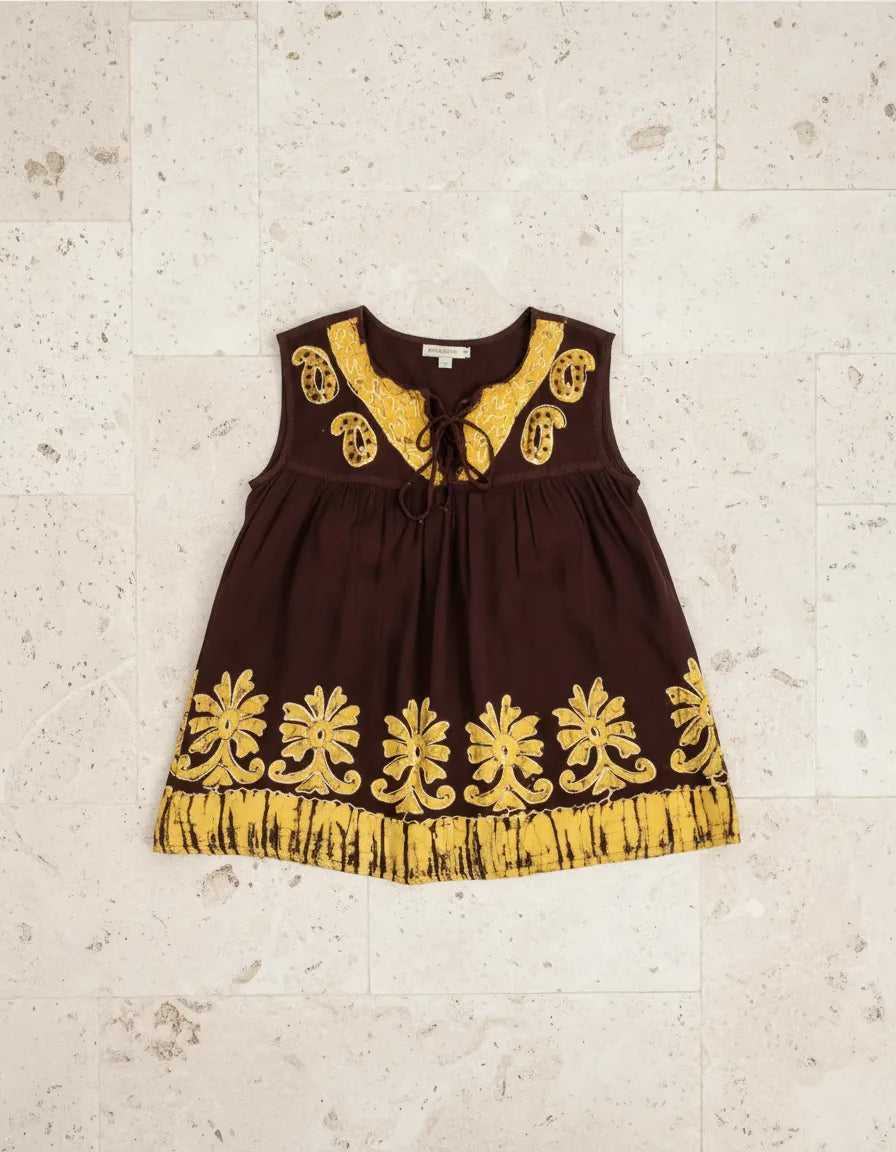 Blusa Darpita Café con Amarillo