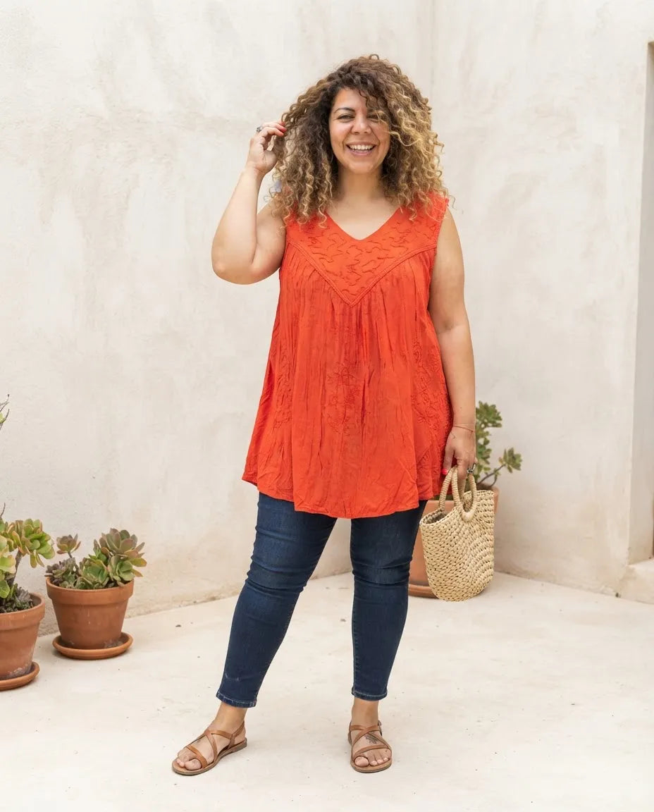Blusa Vestido Chalani Salmon