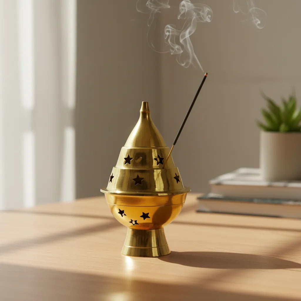 Porta Incienso y Quemador de Bronce Estrella