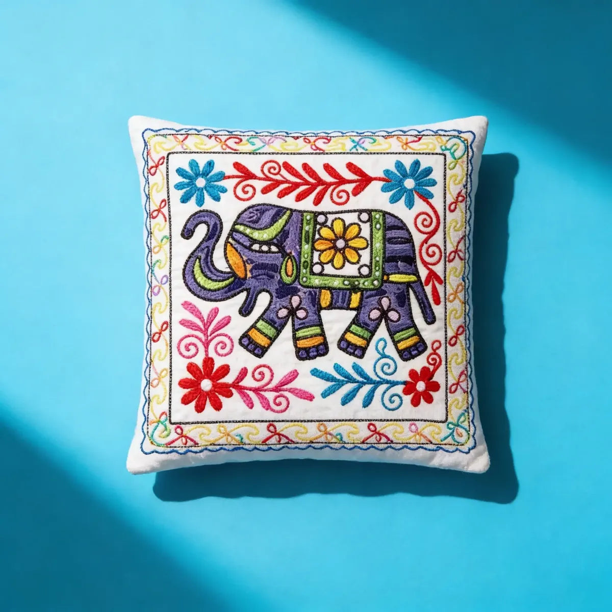 Funda de Cojín Elephant Morado y Amarillo