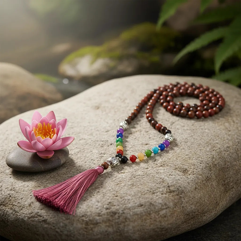 Japa Mala Buda Rodonita Negra 6mm