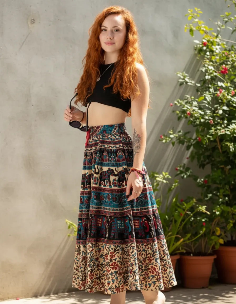 Falda Devu Azul con Rojo