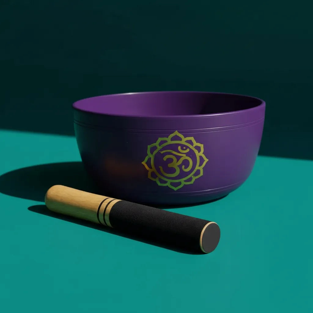 Cuenco Tibetano Morado OM 18 cm