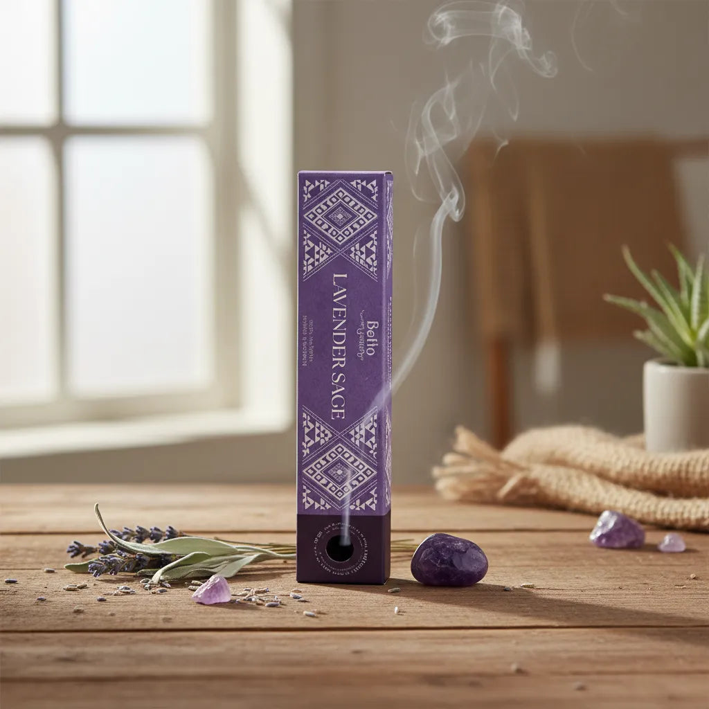 Incienso Lavanda y Salvia con Piedra Amatista