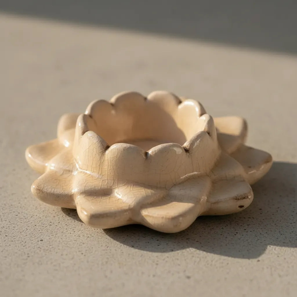 Sahumador Porta Incienso Flor de Loto Ceramica